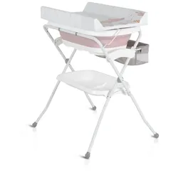 Cangaroo Babywanne Wickeltisch Como 2 in 1 faltbar, Wickelauflage, Zubehörfach rosa