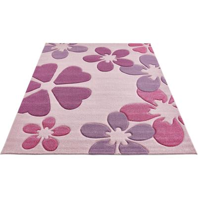 Kinderteppich LUXOR LIVING "Flair", rosa (pink), B:160cm H:15mm L:230cm, Kunstfaser, Teppiche, Kinderteppich, Kurzflor, Blumen Design, Kinderzimmer