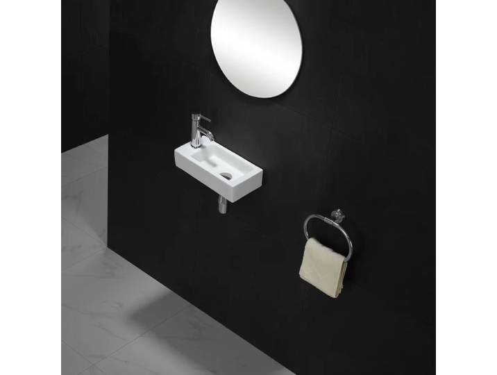HOMini-Lavabo Mural en Céramique Ultra-Étroite, Lavabo Mural pour délégations, Chambre Familiale