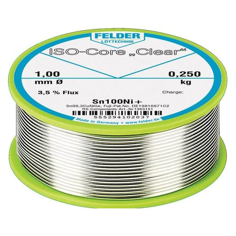 Felder Lötdraht ISO-Core Clear 2 mm 250 g Sn100Ni+ (Lötdrahtspender) (5552942020)