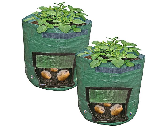 2er-Set Pflanzsack mit Erntefenster, 43 Liter, Ø 35 x H 45 cm