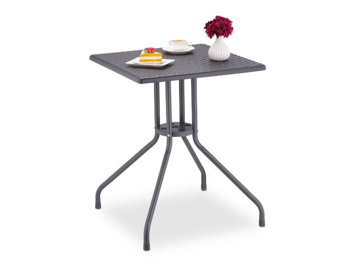 Gartentisch in grauer Rattan-Optik Grau