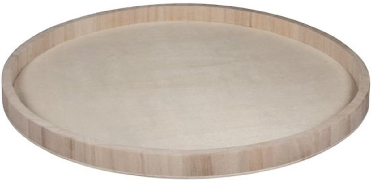 Ronde houten decoratieve schaal in natuurlijke kleur - Diameter: 40 cm