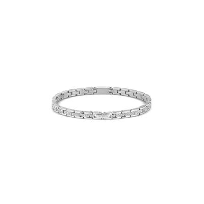 Gliederarmband LACOSTE "METROPOLE", silber (edelstahlfarben, kristallweiß, kristallweiß), Armbänder, Damen, 17cm, Edelstahl, Gliederarmband, mit Glasstein