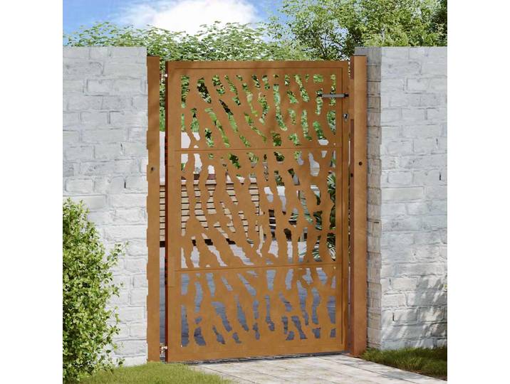 vidaXL Gartentor 100x150 cm Verwitterungsstahl Trace-Design