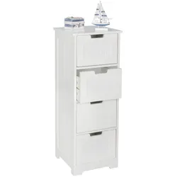 KADIMA DESIGN Design Badschrank PATTI Landhaus-Stil MDF-Holz 30 x 83 x 30 cm weiß, Badezimmerschrank klein 4 Schubladen, Beistellschrank