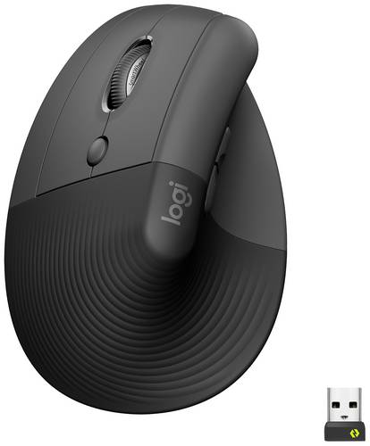 Logitech Lift Left Vertical Ergonomic Mouse Ergonomische Maus Bluetooth, Funk Optisch Graphite 6 Tasten 4000 dpi Ergonomisch