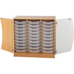 Unterschrank mit Wellentüren, 30 flache ErgoTray Boxen