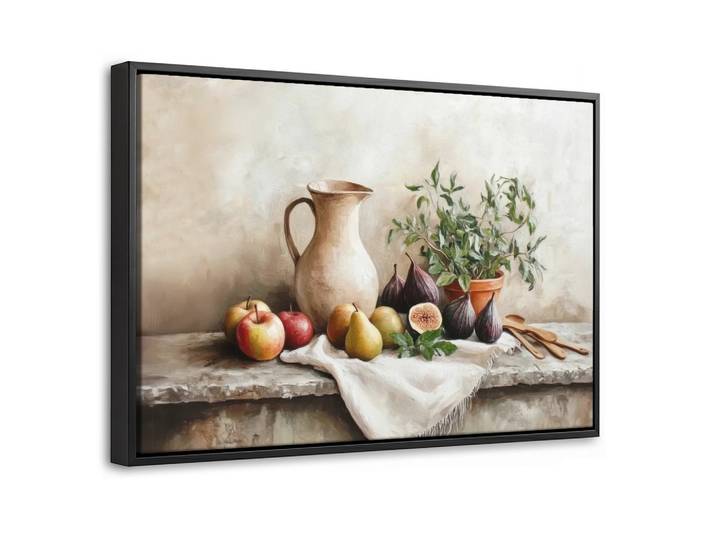 LEINWAND Bilder mit Rahmen - Obst - Kräuter - Ländlich - 60x40