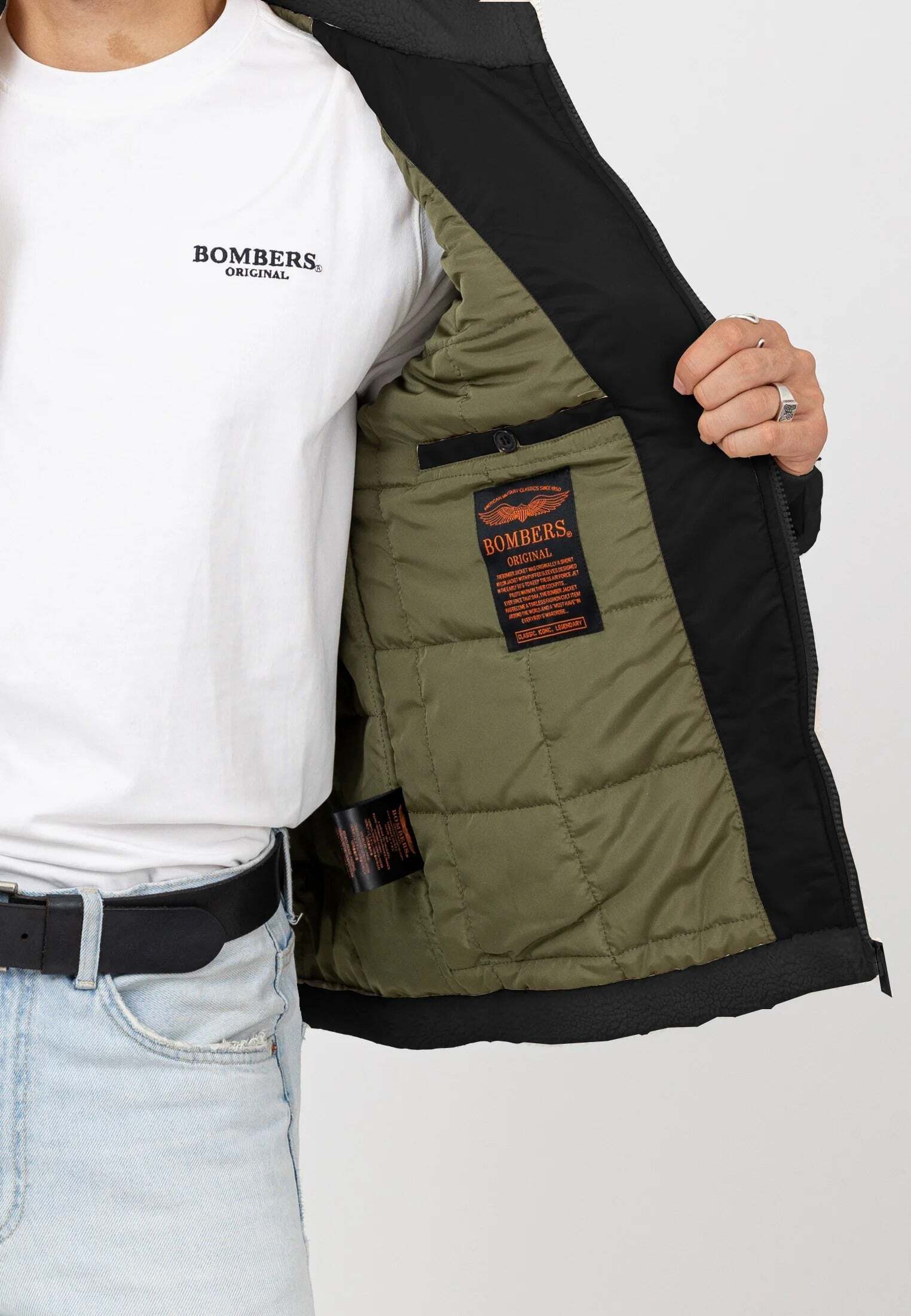 Fleecejacke BOMBERS ORIGINAL "Bombers Original Fleecejacke Moncton-M", Herren, Gr. S, schwarz, Obermaterial: 100% Polyester PES., Jacken Fleecejacke schwarz S