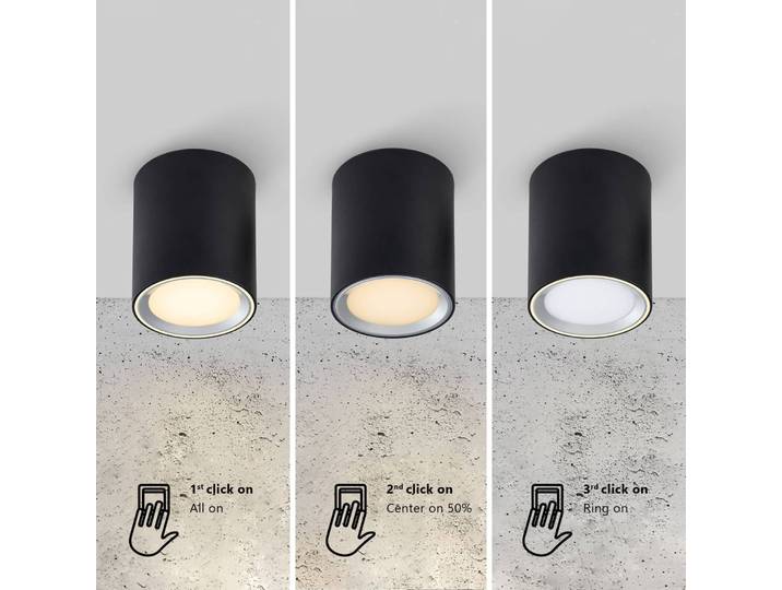 Nordlux LED Deckenleuchte Fallon long, dimmbar, schwarz, für Wohn- / Esszimmer, Metall