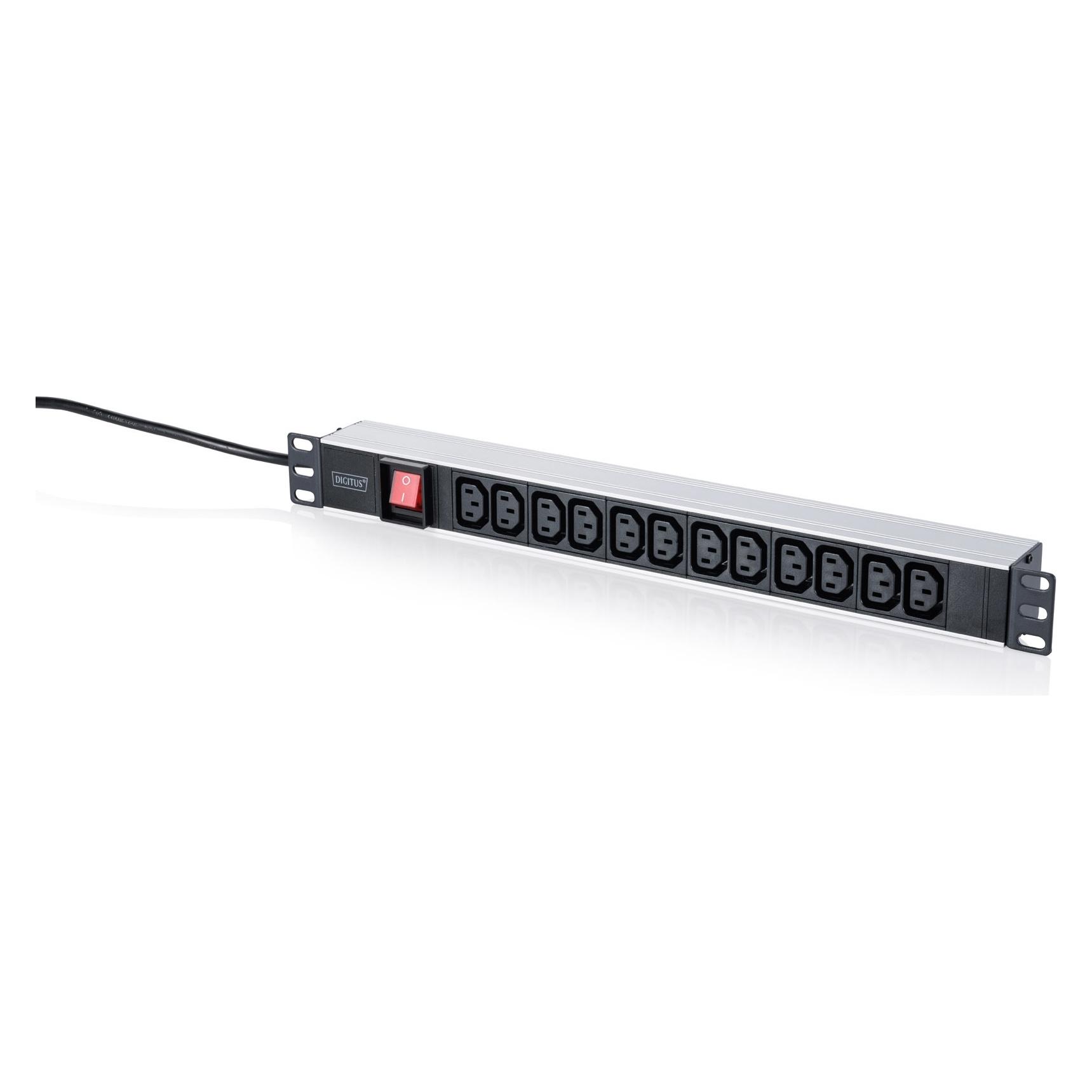 Digitus 1U PDU,19", 10A,12x IEC C13 Ausgänge, Schalter 2 m Kabel, UK Stecker (DN-95463)