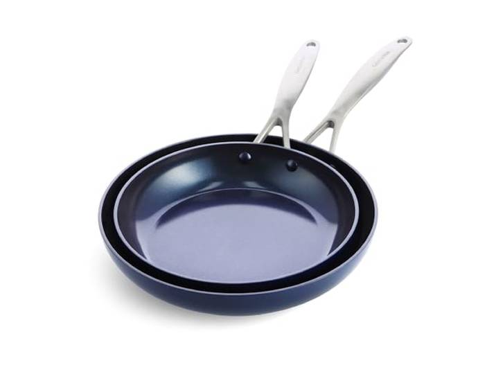 GreenPan Performance Pro Bratpfannen-Set, Keramik, antihaftbeschichtet, 25,4 cm und 30,5 cm, ungiftig, PFAS-frei, spülmaschinen- und ofenfest, wackelfrei, blau