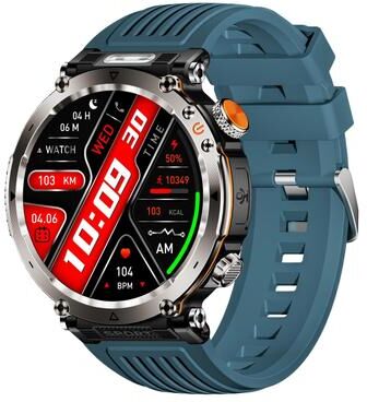 CaseAndConnect HT30 Smart Watch IP68 Waterproof Smartwatch With Bluetooth Calling Flashlight Compass blue