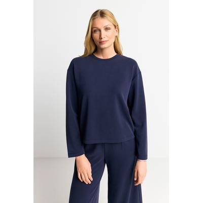 Sweatshirt RICHROYAL "2409 T Peach Crew", Damen, Gr. S, blau (midnight blau), Sweatware, Obermaterial: 52% Modal, 42% Polyester, 6% Elasthan, Rundhals, Sweatshirts Sweatshirt, überschnittene Schultern, softer Griff, Rundhals