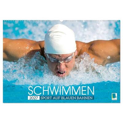 Schwimmen: Sport auf blauen Bahnen (Wandkalender 2027 DIN A2 quer), CALVENDO Monatskalender