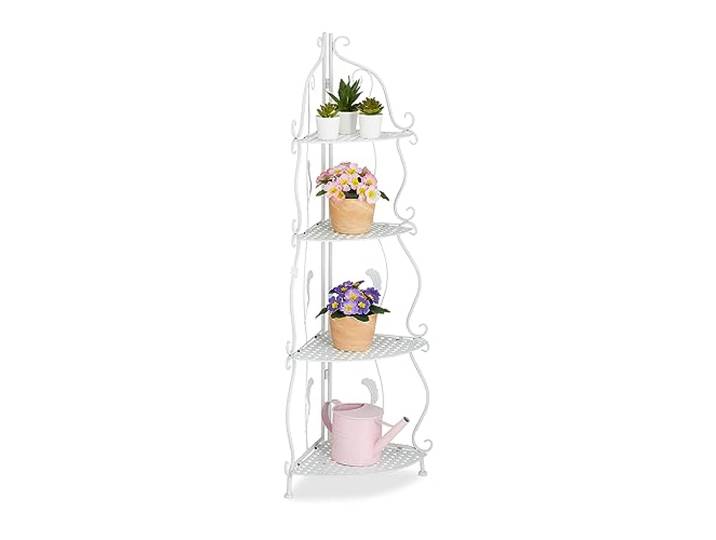 Relaxdays Étagère Verticale à 4 Rayons\, Non Fixe\, Pliable\, Design Vintage\, HLP : 113 x 30 x 30 cm\, Blanche