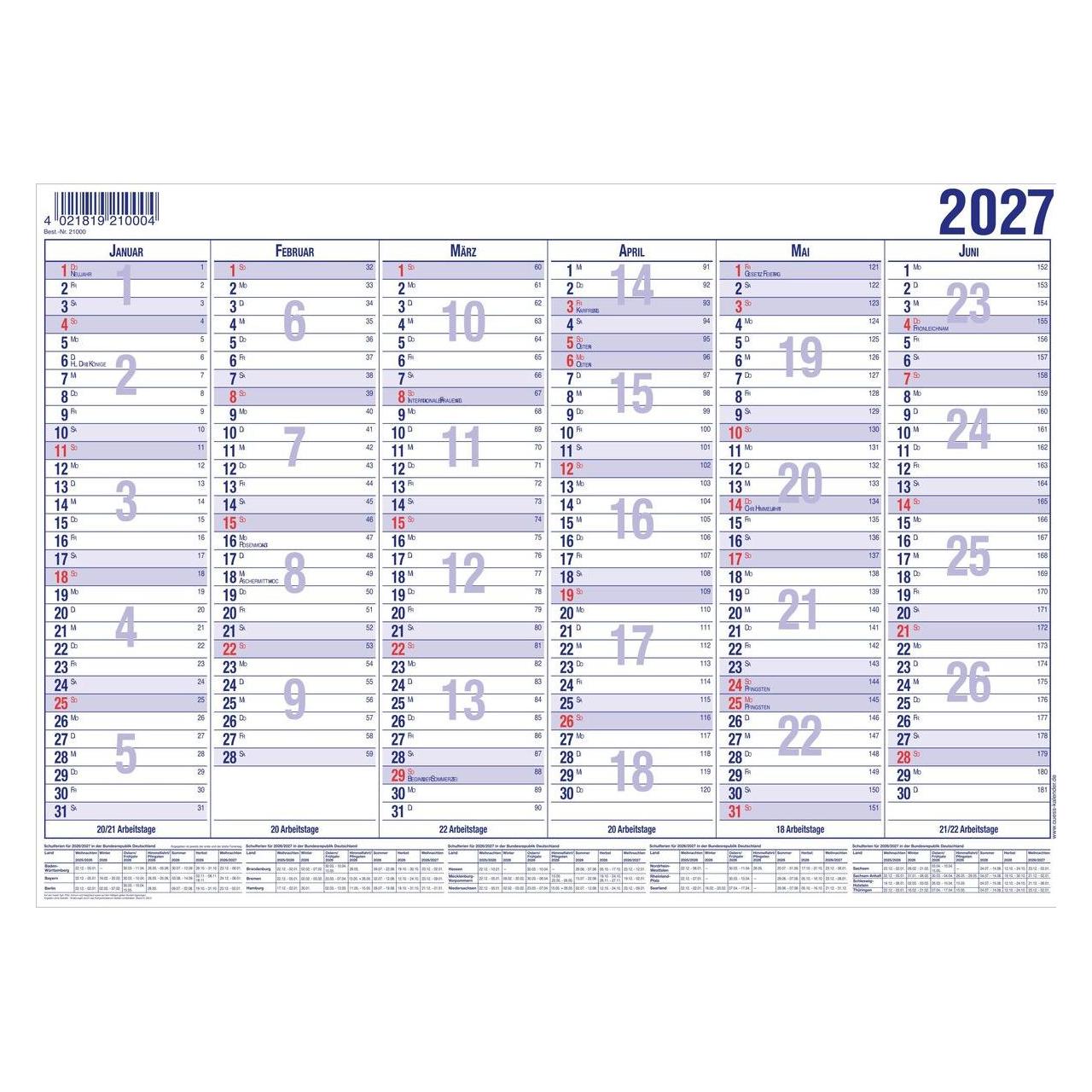 Güss Tafelkalender A4 12 Monate Kalendarium 2025 (A4) (21000)