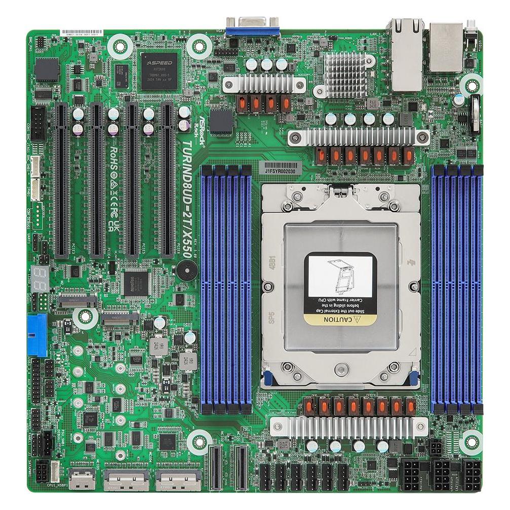 AsRock Mainboard TURIND8UD-2T/X550 Deep Micro-ATX Sockel SP5 Single (SP5, AMD SoC) (TURIND8UD-2T/X550)