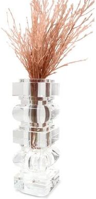 Vivience "Block Design Crystal Vase, 10.25""H"