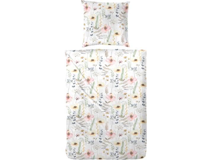 Bettwäsche PRIMERA Bio-Renforce Bettwäsche Fleur , gelb, B/L: 155cm x 220cm, 1 Stk., 1 Stk., Renforcé (Bio-Baumwolle), B/L: 80cm x 80cm, 2 Stk., Renforcé (Bio-Baumwolle), Obermaterial: 100% Baumwolle, Bettwäsche, Bettwäsche, mit hübschen Blumenranken