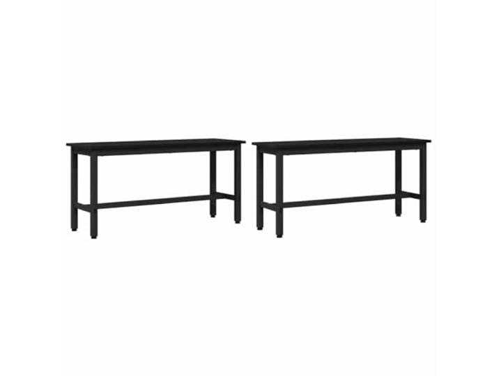 Makastle Esszimmerbank 2 STK. Schwarz Holz Stahl 100x32,5x48,5cm