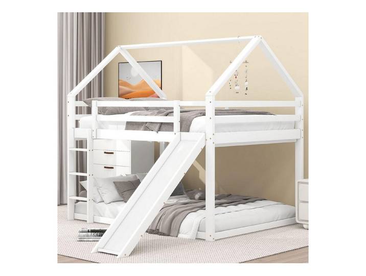 LuxusKollektion Hausbett Kinder Etagenbett mit Rutsche 140x200