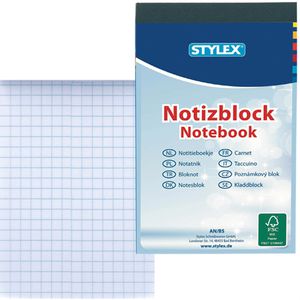 Stylex Notizblock 40604, kariert, A7, 60 g/qm, 60 Blatt, 4 Stück