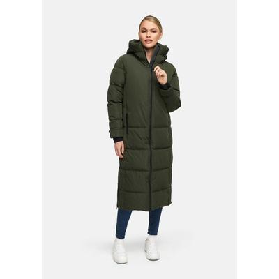 Winterjacke MARIKOO "Honiaa", Damen, Gr. L, grün (schwarzolive), Obermaterial: 100% Polyester. Futter: 100% Polyester. Wattierung: 100% Polyester. Ärmelfutter: 100% Polyester, Jacken Winterjacke, mit Seitenschlitzen für mehr Bewegungsfreiheit