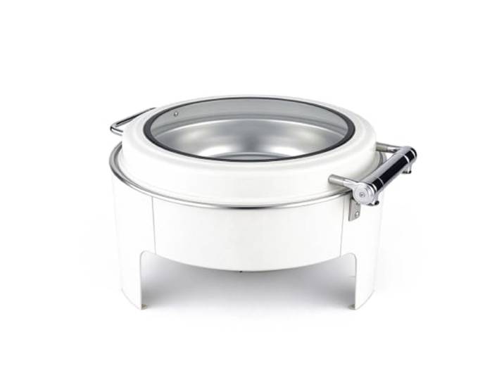 Chafing Dishes for Buffet, rundes Dish-Set aus Edelstahl Transparenter Deckel, Brennstoffbehälter und Herd(Blanc)