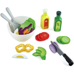 Hape Kinderküchen-Zubehör Salat-Set, Mit Salatschüssel & Salatbesteck, aus Holz, 39-tlg.