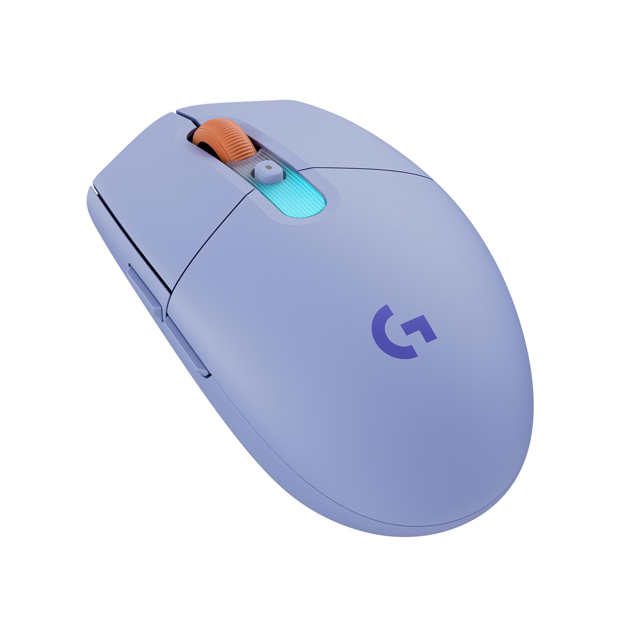 Logitech Gaming Logitech G G305 X LIGHTSPEED Gaming-Maus Lila, kabellos, Bluetooth, 2.4 Ghz Empfgänger, RGB, Hero 44K-Sensor, Anpassbar via Logitech G HUB 910-007755