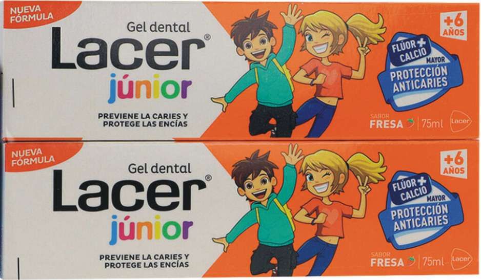 Lacer Junior Gel Dental Morango Duplo 2 un x 75ml