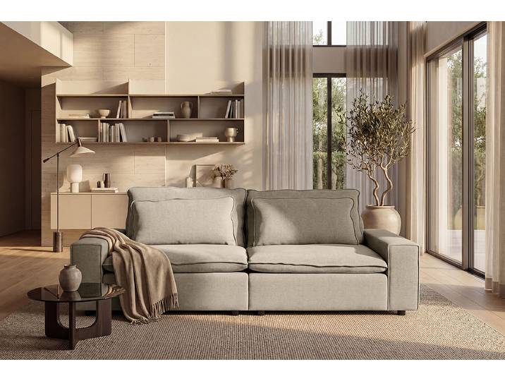Grand canapé Marron Tissu Stormy 258 x 83 x 116cm Moderne