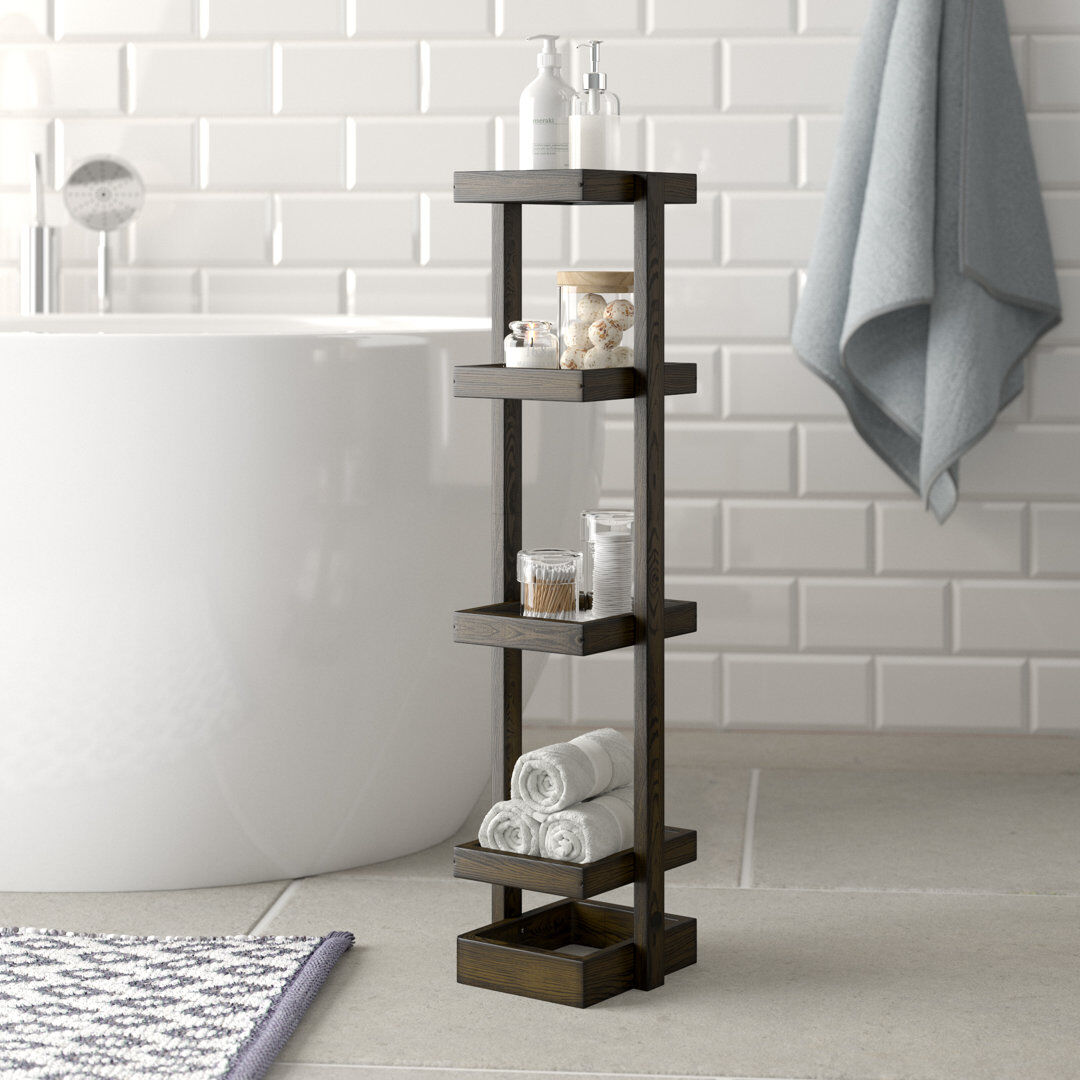 Ebern Designs Belinda Shower Caddy Dark Oak 73cm H X 17.4cm W X 18.4cm D