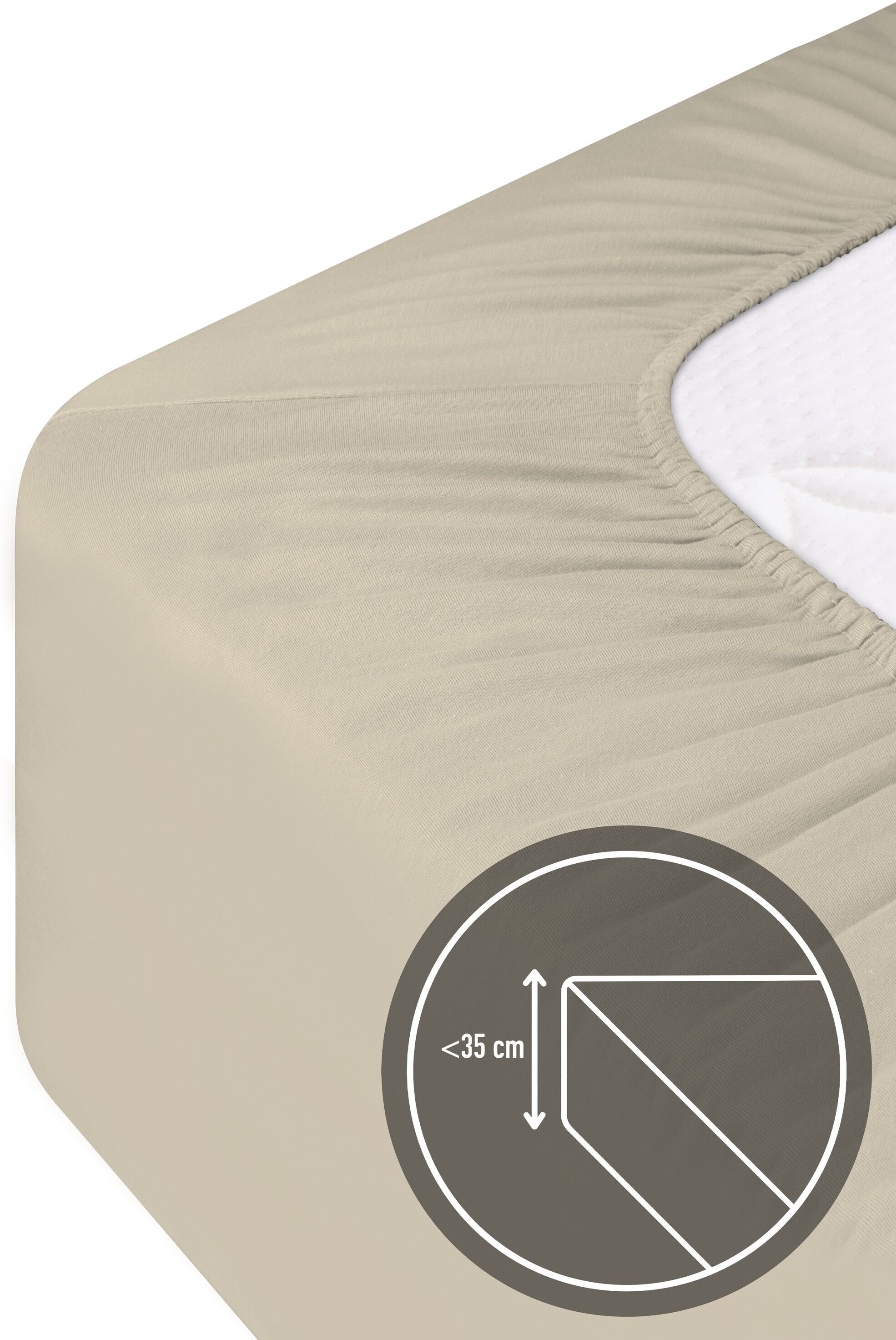 Bettlaken ASPERO "Spannbettlaken Ravello", beige, B:200cm, Bettlaken, Bettlaken