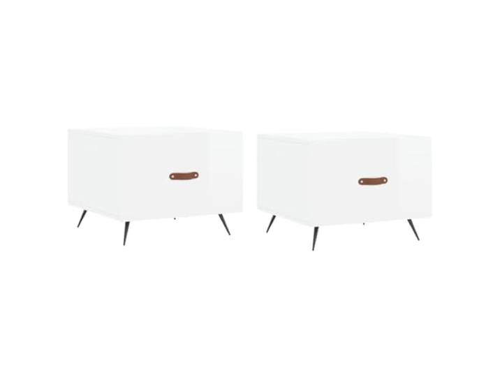 GHVBNMF Couchtisch 2er Set Hochglanz-Weiß 50x50x40 cm Holzwerkstoff Eisen Stilvolles Set für Wohnzimmer und Schlafzimmer mit integrierter Schublade für reichlich diskreten Stauraum.