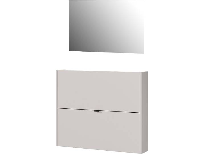 Garderoben-Set GERMANIA GW-Ameca , beige (kaschmir, navarra, eiche, nachbildung), B:100cm H:200cm T:18cm, Spanplatte, Kastenmöbel-Sets, Garderoben-Set, Garderoben-Set bestehend aus Schuhschrank und Spiegel