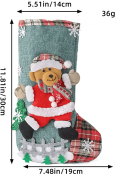 Inspire Picks 30CM Linen Christmas Stockings 3D Santa & Elk Hanging Holiday Candy Gift Bag d 30cm