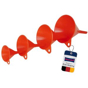 Hünersdorff Trichter 951500, rot, 4-teiliges Set, Ø 6 - 12 cm, aus Kunststoff, mit Aufhängeöse