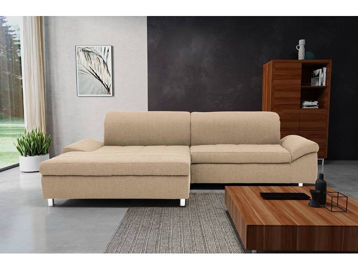 Ecksofa Altomna mit Longchair Beige Webstoff Cody 260 x 80 x 178cm Longchair davorstehend rechts Modern