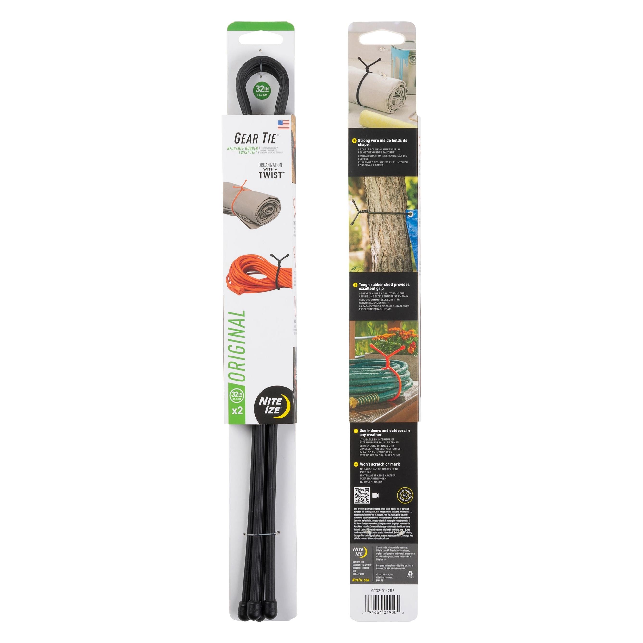 NoName Gear Tie 80 cm Original Twist Tie Two-Pack Black (800 mm, 2 Stk.) (GT32-01-2R3)