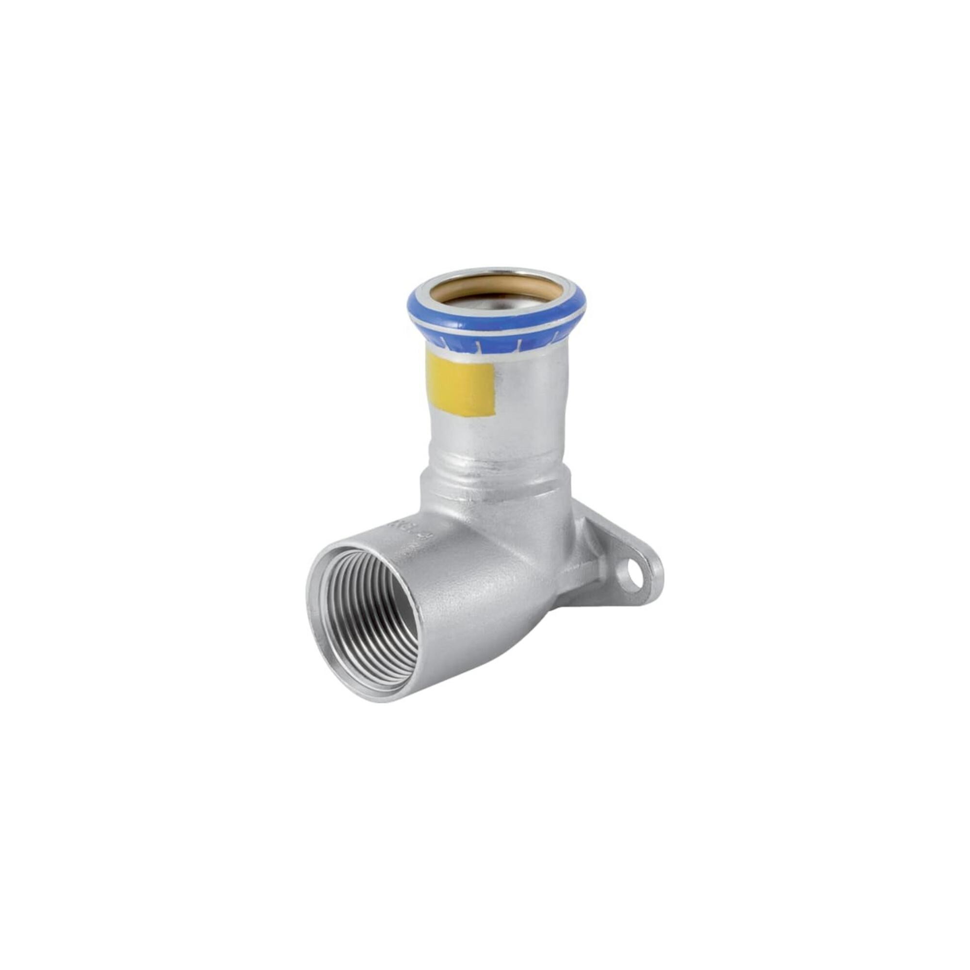 Geberit Gas-Anschlusswinkel Mapress 90G, Edelstahl, 15mmxRp 1/2, Länge 43mm (34136)