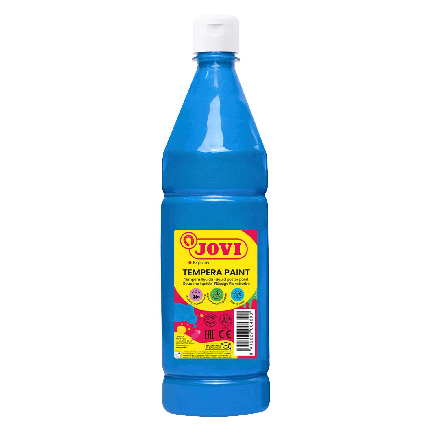 Jovi Temperafarbe, -farbkasten, Flüssige Plakatfarbe, Tempera Paint, cyanblau (1000 ml) (51121-JV)