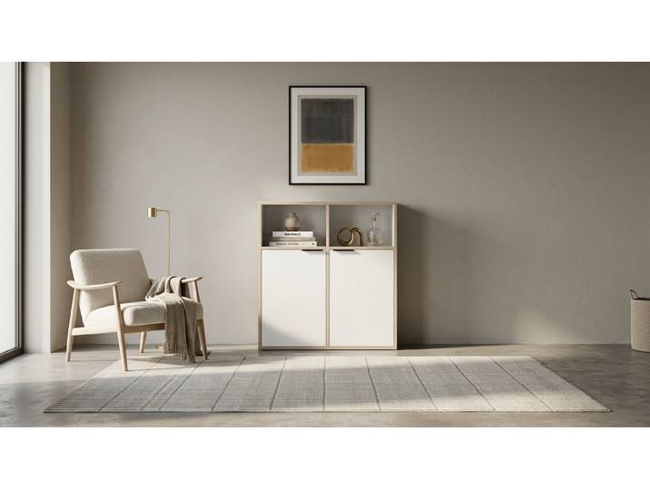 Pickawood Buffet - Commode - Personnalisable - noir/blanc/chêne Mélaminé premium Blanc Bord contre­plaqué