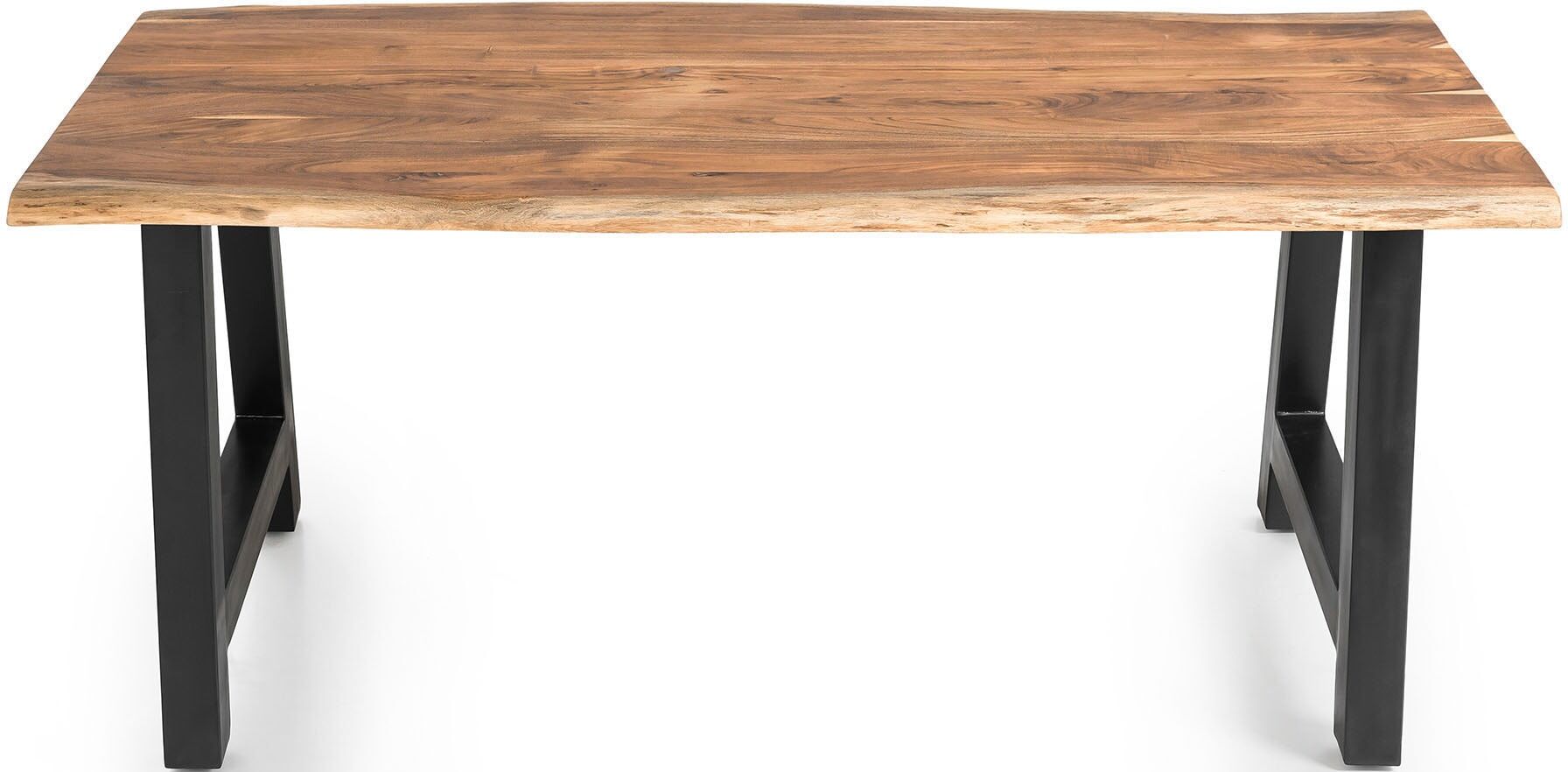 Esstisch SALESFEVER "Designer-Tisch für stilvolle Mahlzeiten", schwarz (natur, schwarz, schwarz, natur), B:240cm H:76,5cm T:110cm, Akazienholz, Metall, Tische, Esstisch, Zweifach gewachstes, geöltes Massivholz natur, schwarz, schwarz, natur B/H/T: 240cm x