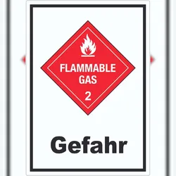 HB-Druck Aufkleber Entzündliche Gase Gefahr Flammable Gas Flamme A1 (594x841mm)