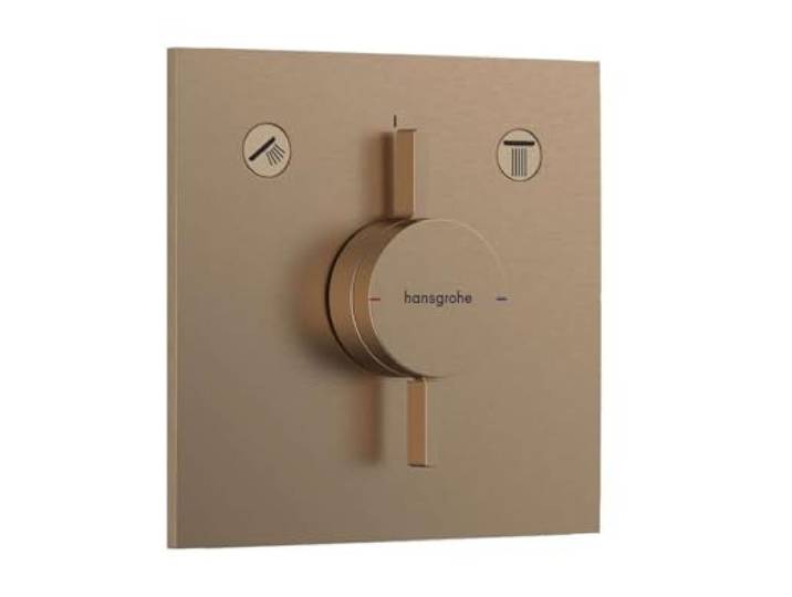 hansgrohe DuoTurn E - Mitigeur de douche encastré\, Robinet douche carré 2 sorties\, Mitigeur monocommande pour iBox universal 2\, Bronze brossé\, 75417140