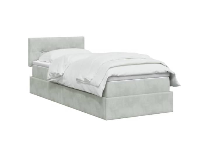 PUGYNBK Bett mit Aufbewahrung, Hellgrau, 100 x 200 cm, Samt Hydraulische Erhöhung, weiche Polsterung, modernes Design, einfache Reinigung