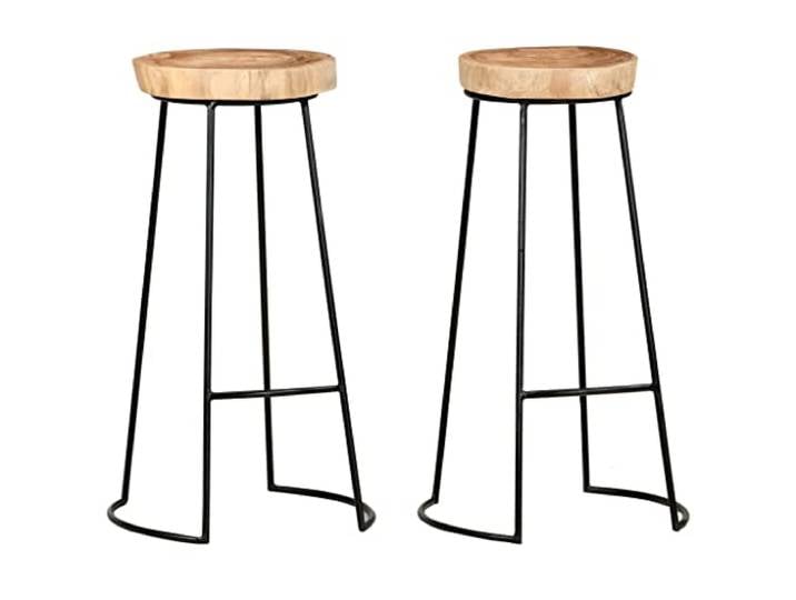 VIHHQGC Barhocker Set 2 STK Massivholz Akazie mit Fußstütze Akazienholz, Stahlgestell, Fußstütze, 110 kg Belastbarkeit, einfache Montage, einzigartige Farbgebung